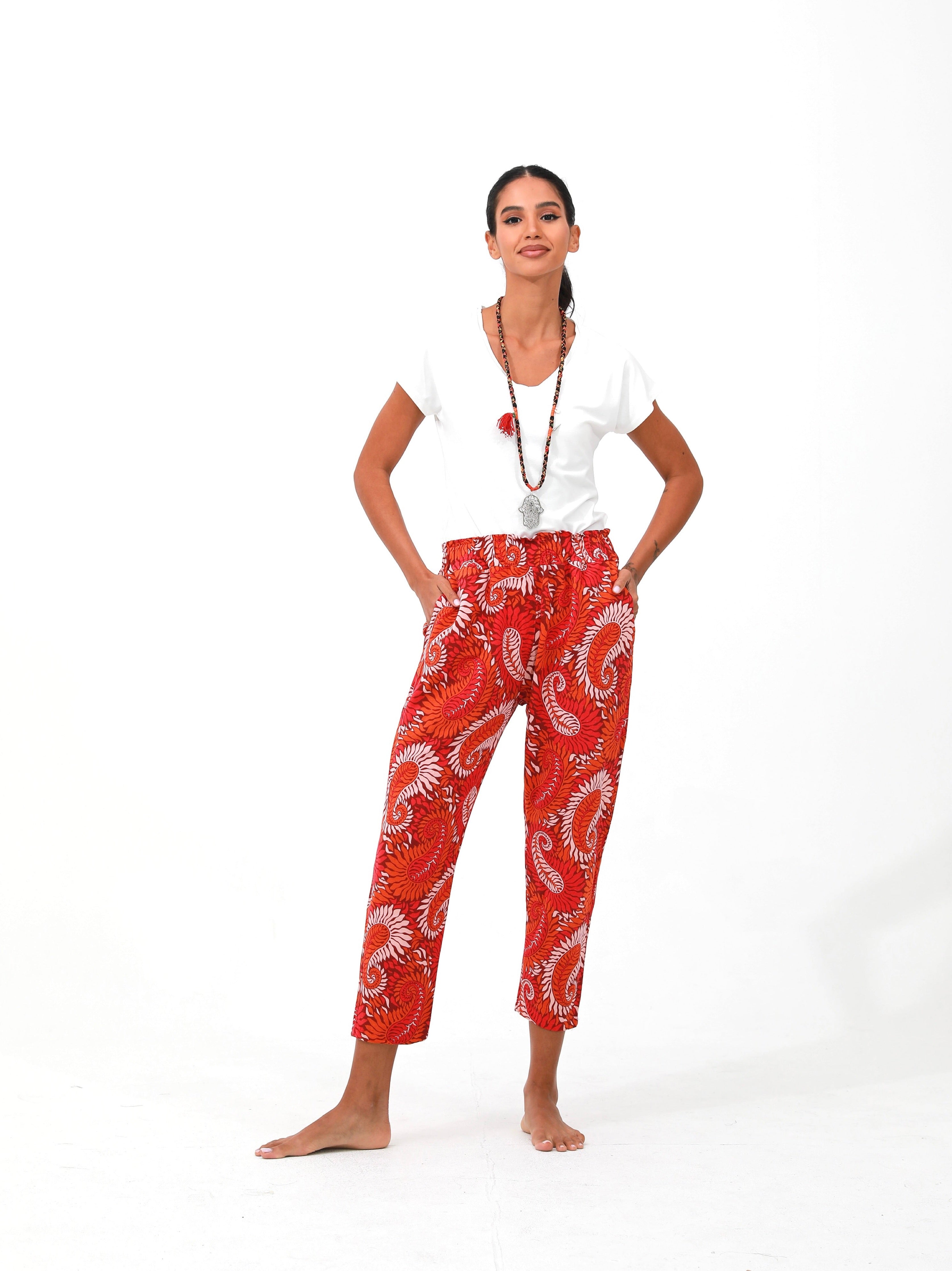 orangered | women linen pants | risska
